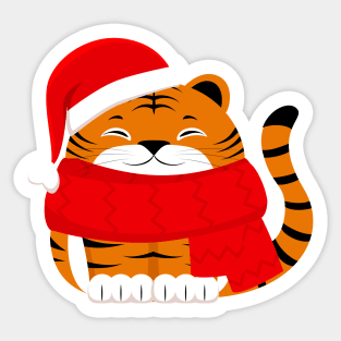 Cute winter tiger cub Sticker